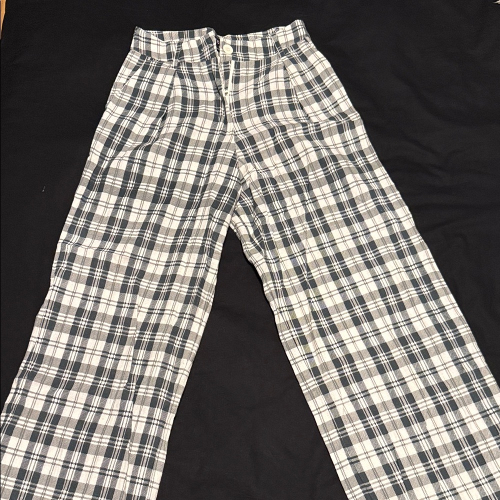 Motel Rocks Black and White Plaid Trousers